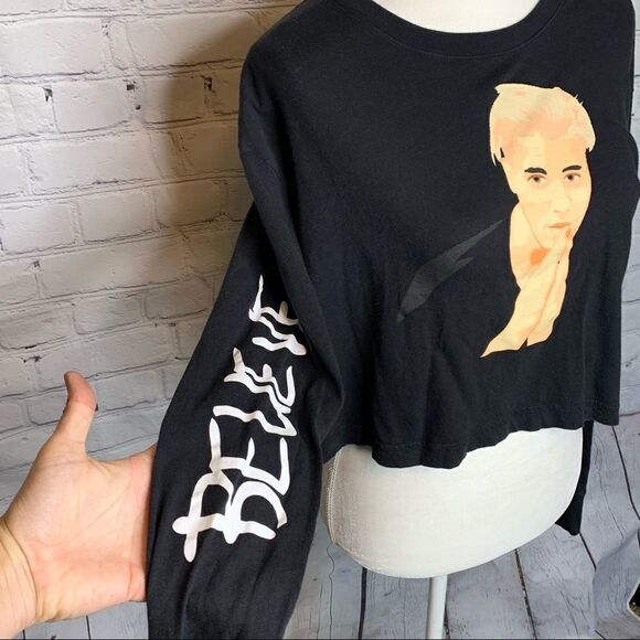 Justmoji Justin Beiber Long sleeve graphic crop top - Picture 3 of 9